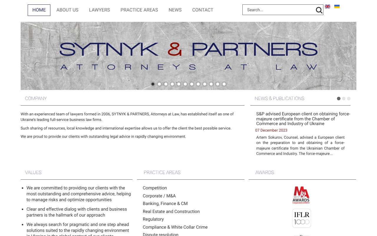 Screenshot of sytnyk.eu