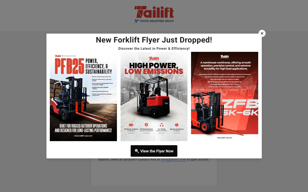 Screenshot of tailiftdealer.com