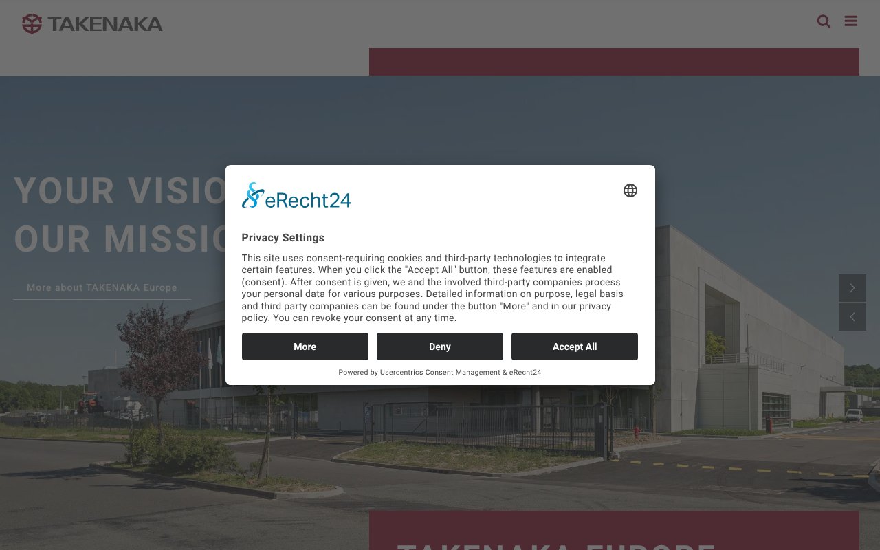 Screenshot of takenaka.eu