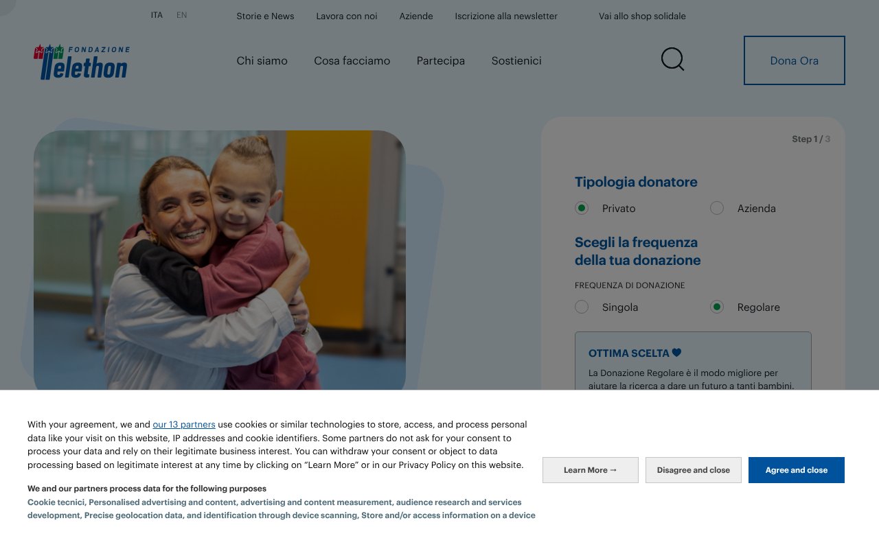 Screenshot of telethon.it
