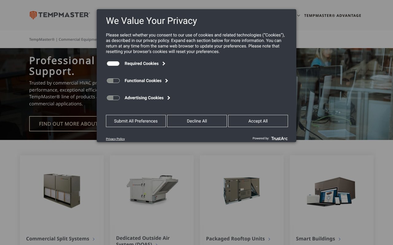 Screenshot of tempmaster-hvac.com