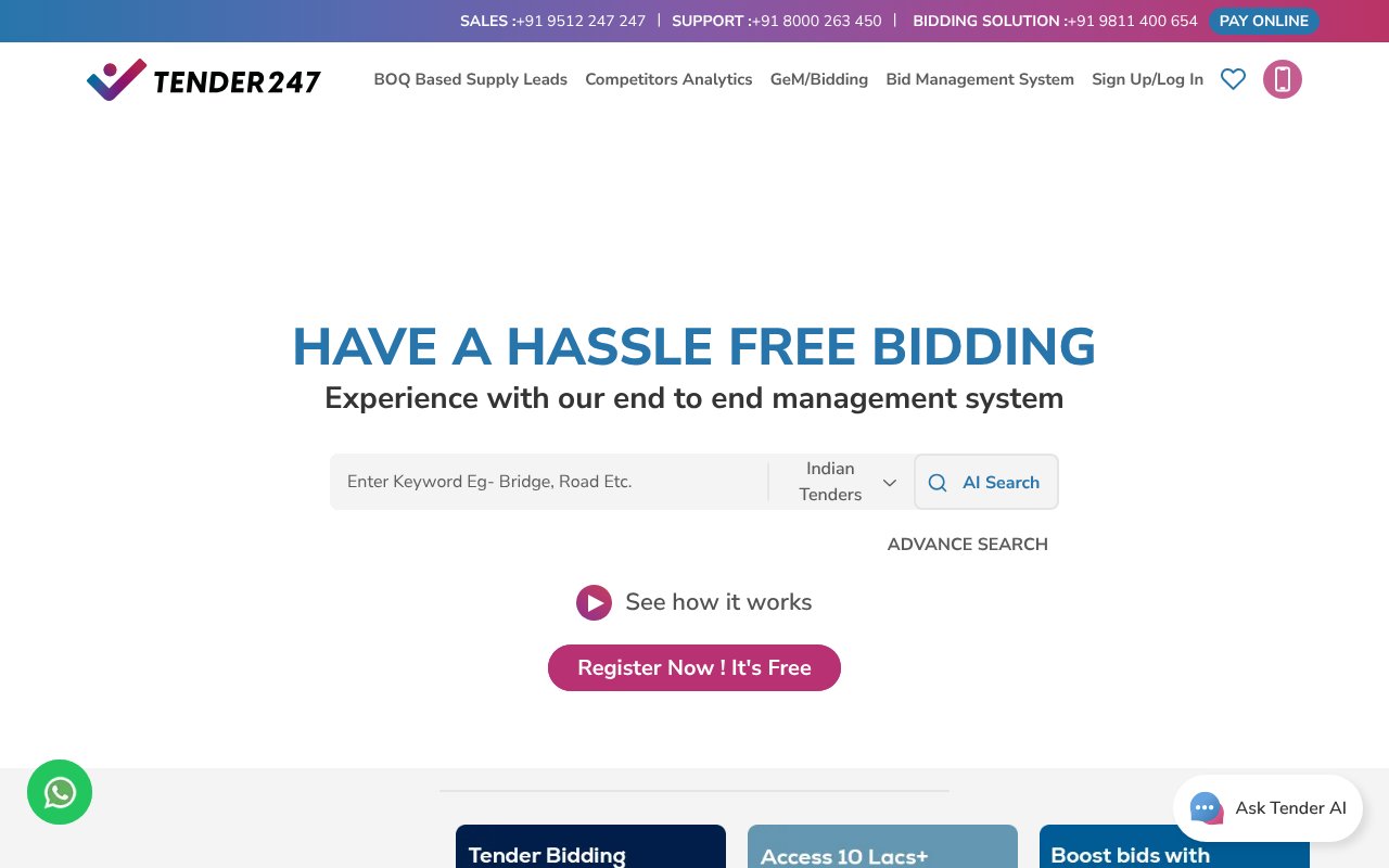 Screenshot of tender247.com