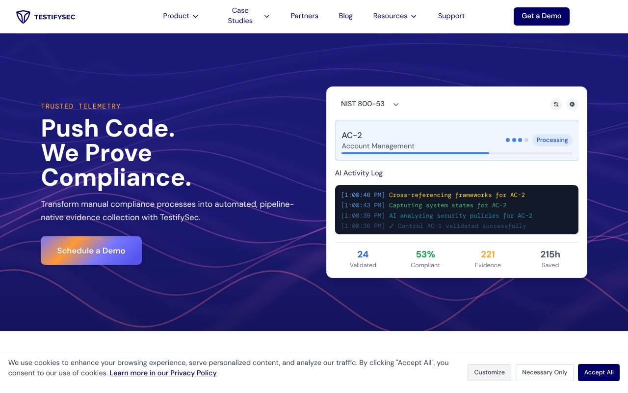 Screenshot of testifysec.com