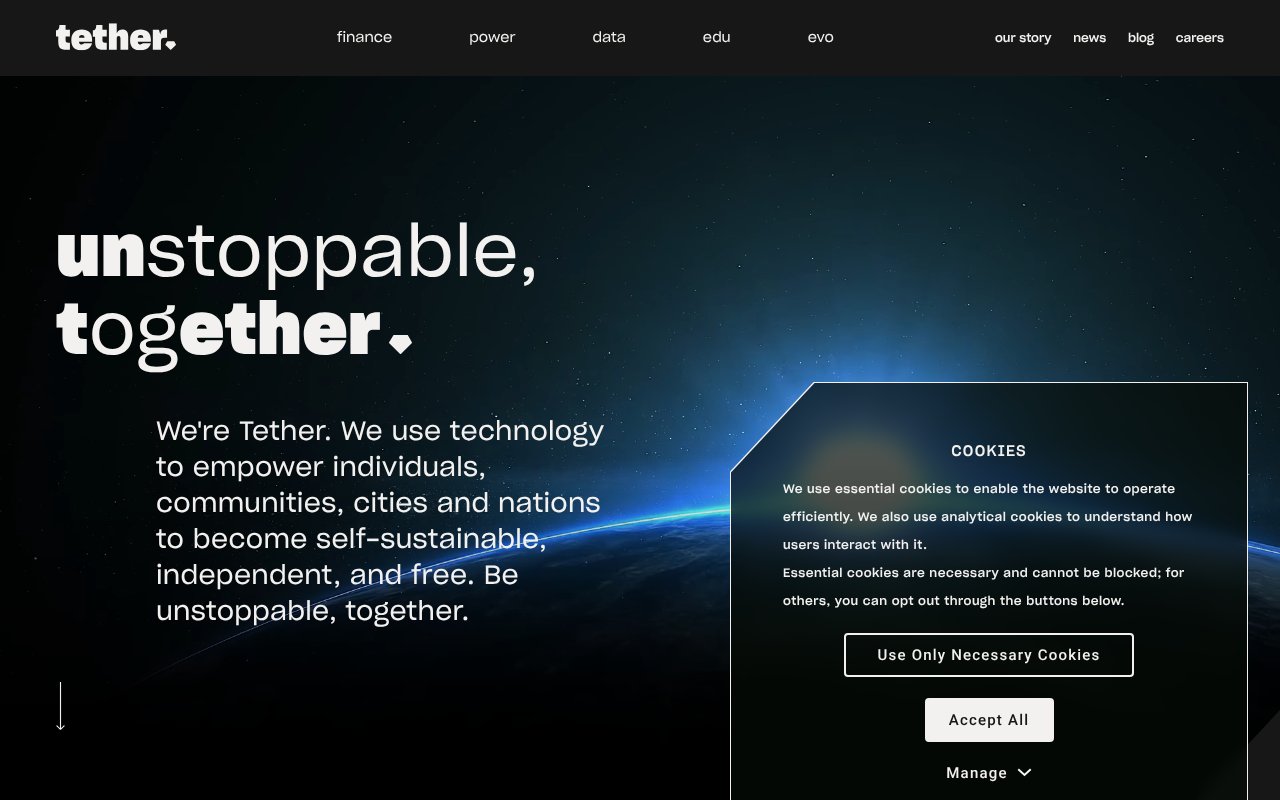 Screenshot of tether.io