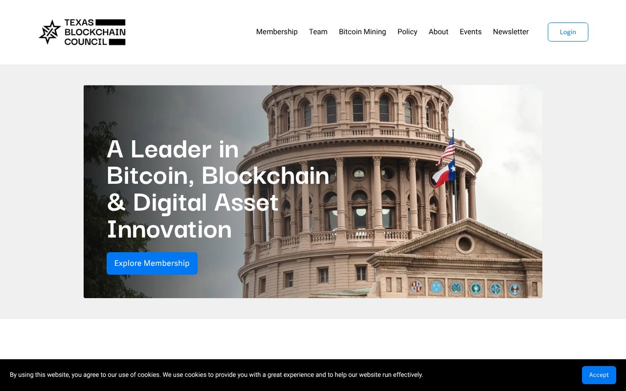 Screenshot of texasblockchaincouncil.org