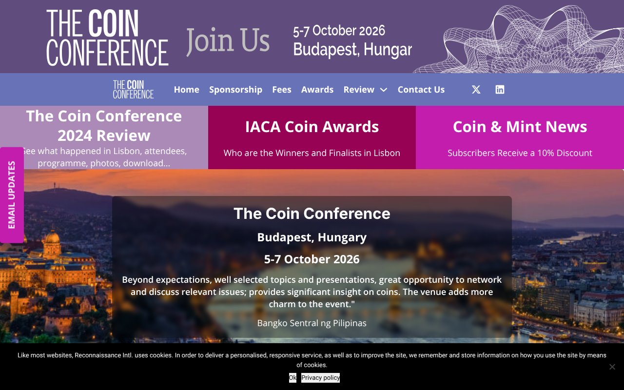 Screenshot of thecoinconference.com