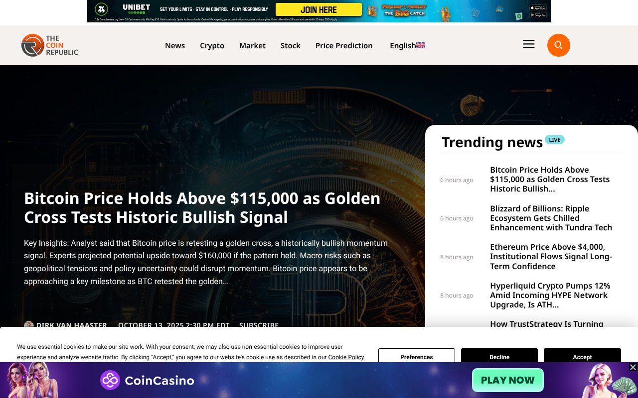 Screenshot of thecoinrepublic.com