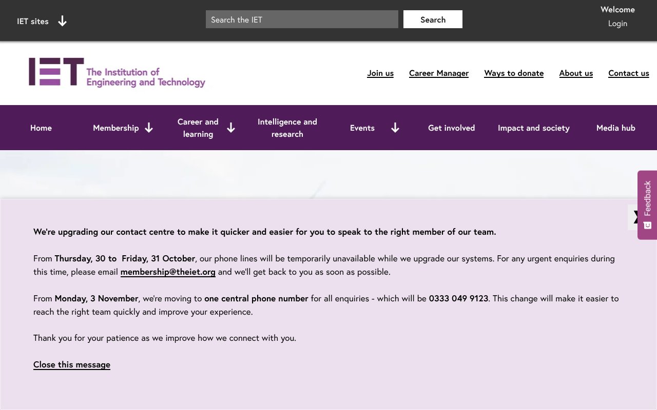 Screenshot of theiet.org