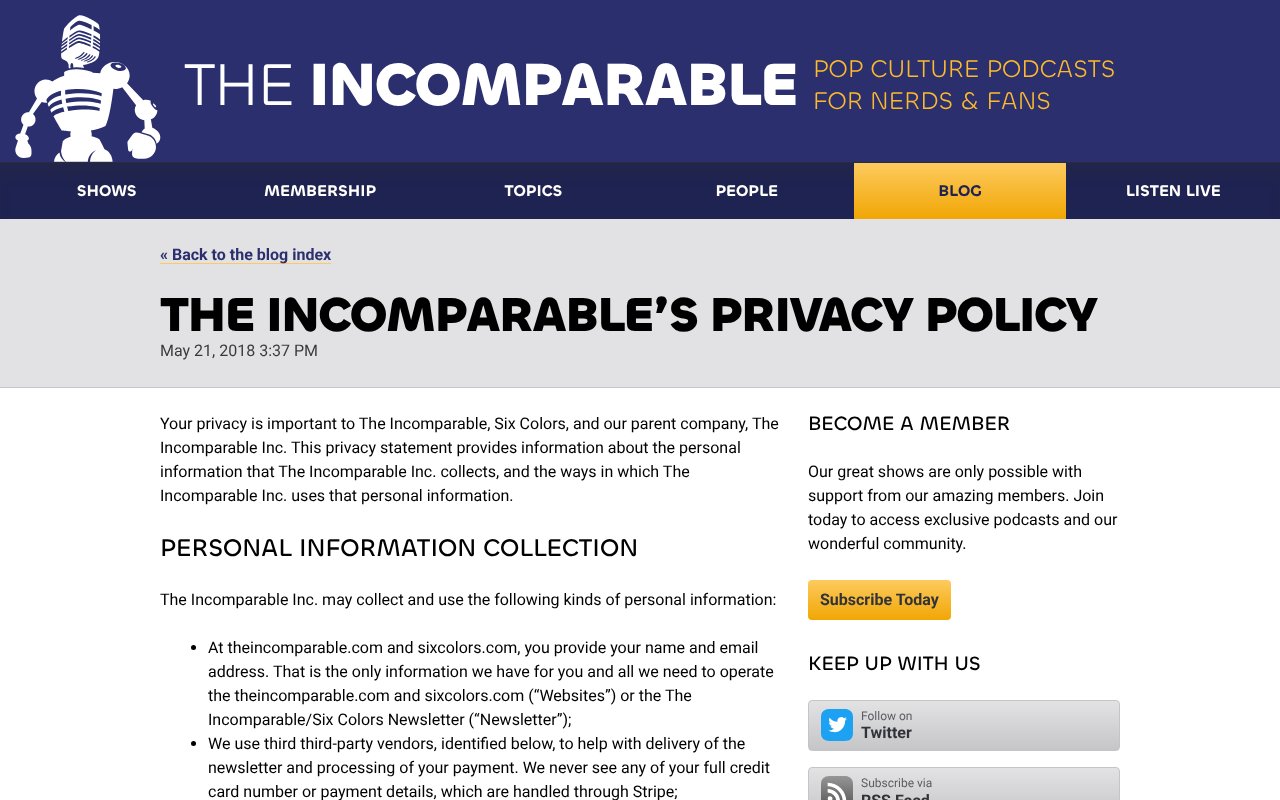 Screenshot of theincomparable.com