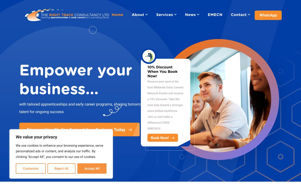 Screenshot of therighttrackconsultancy.com