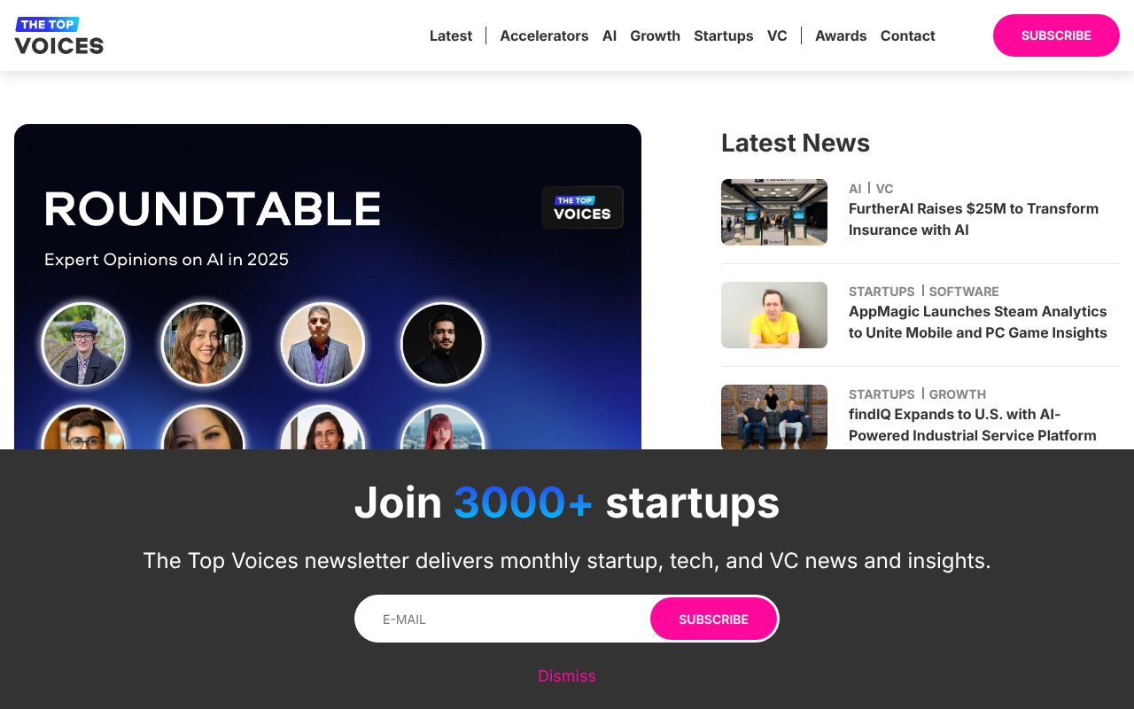 Screenshot of thetopvoices.com
