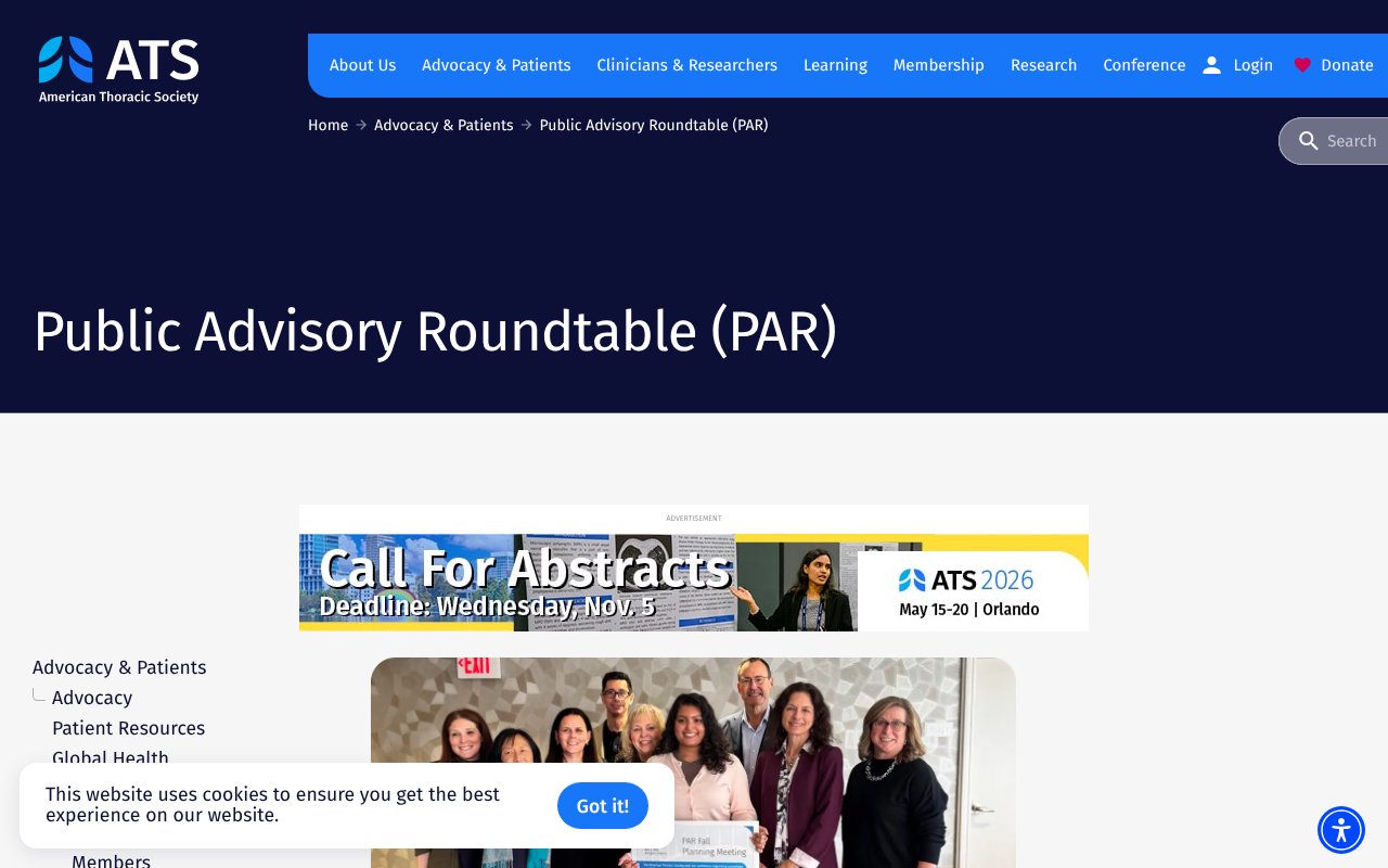 Screenshot of thoracic.org