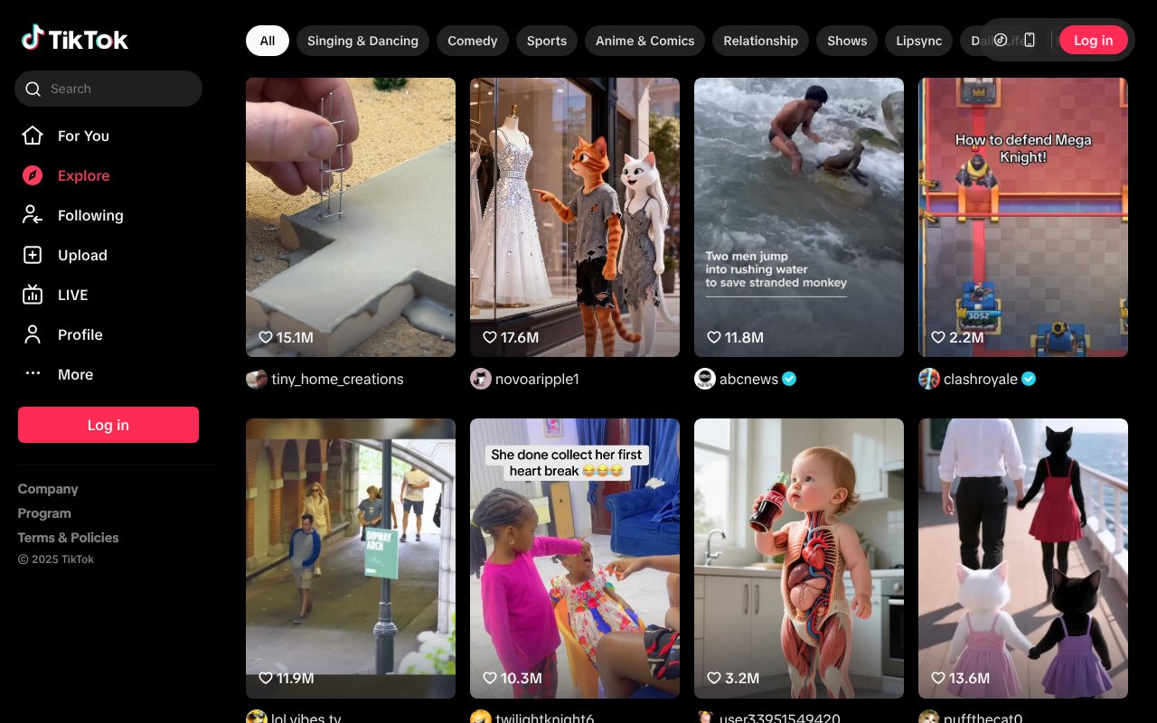 Screenshot of tiktok.com