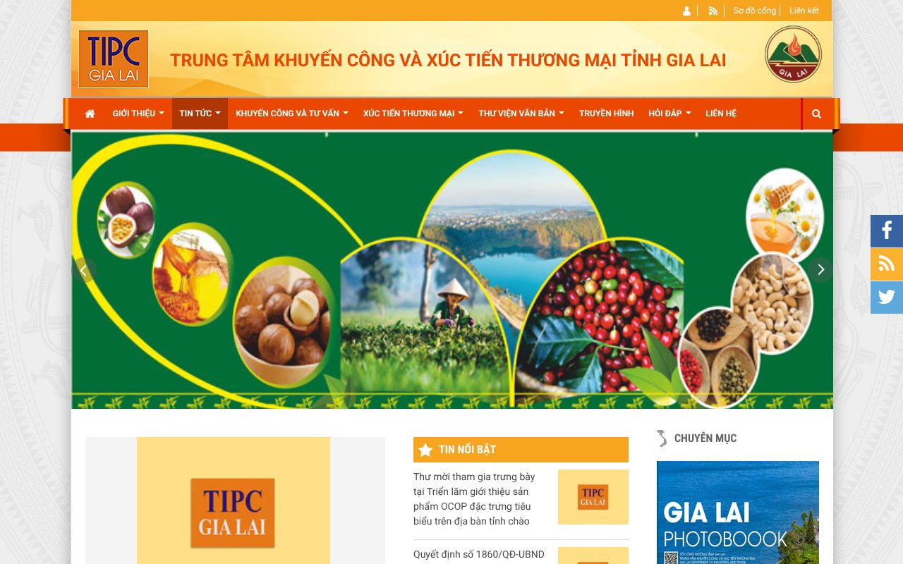 Screenshot of tipcgialai.vn