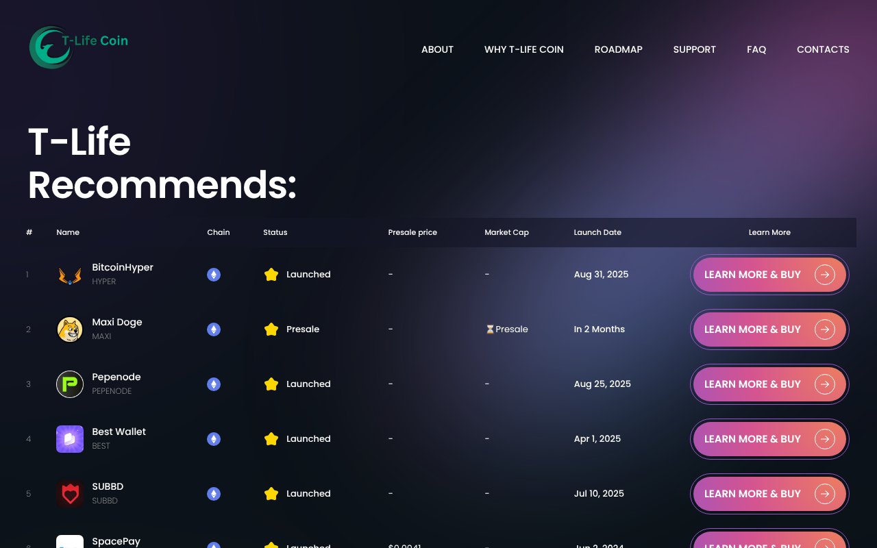 Screenshot of tlifecoin.com
