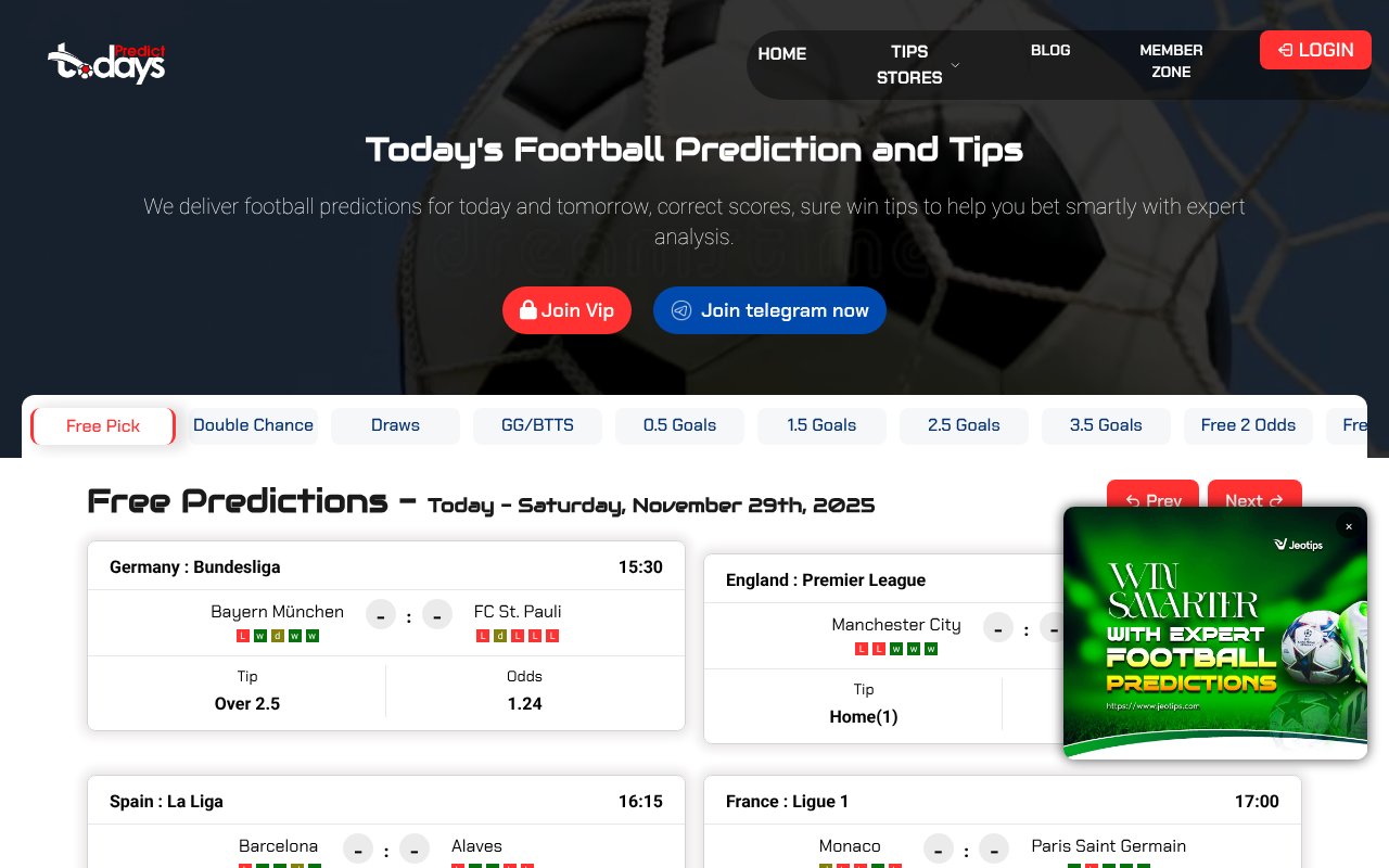 Screenshot of todayspredict.com