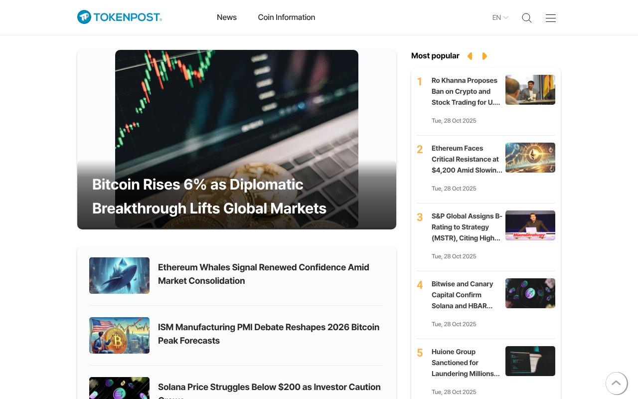 Screenshot of tokenpost.com