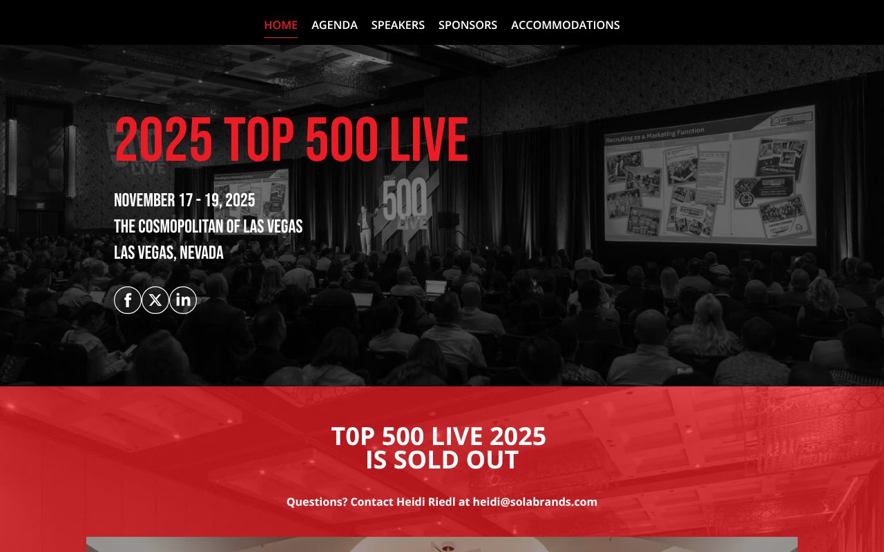 Screenshot of top500live.com