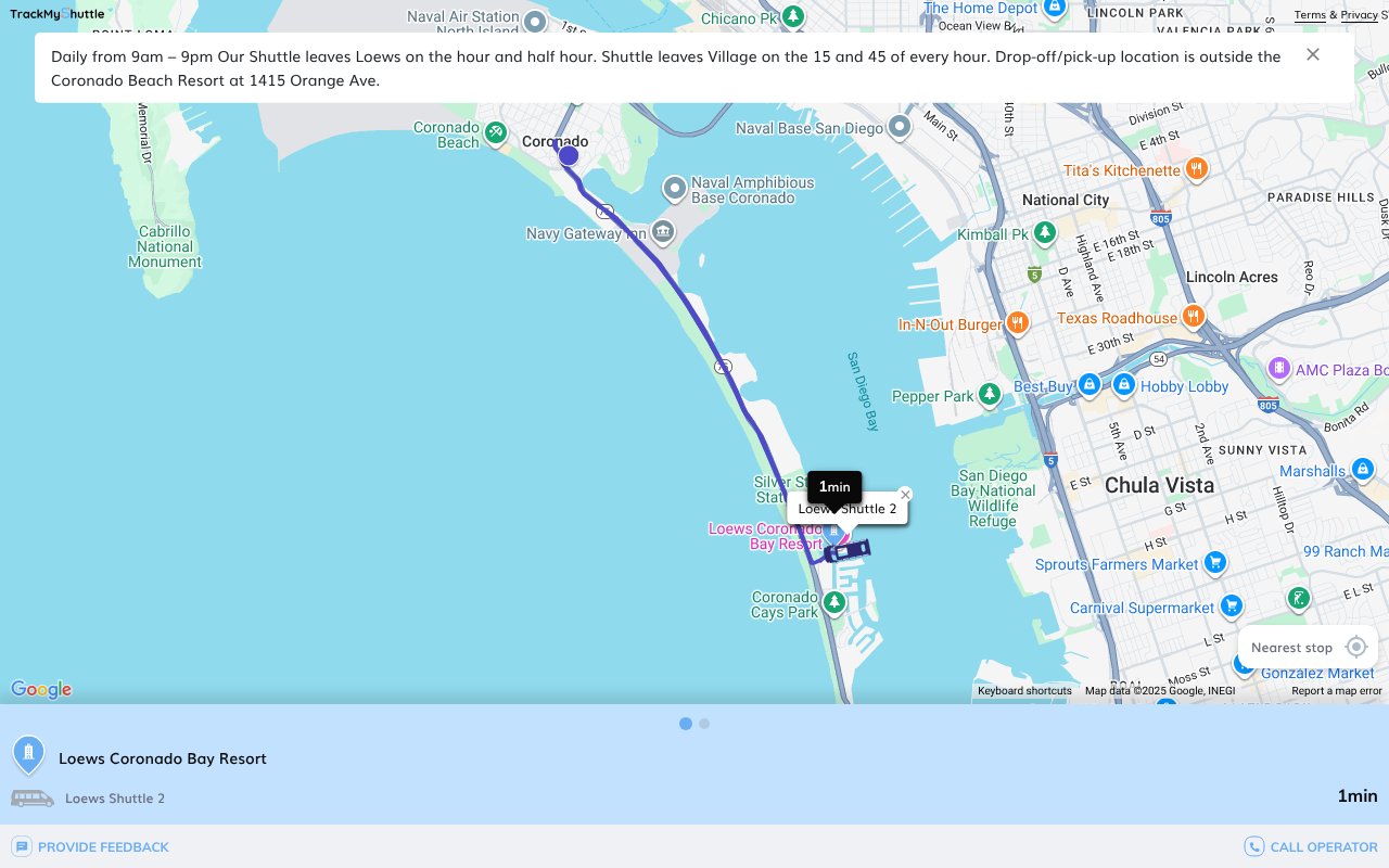 Screenshot of trackmyshuttle.com