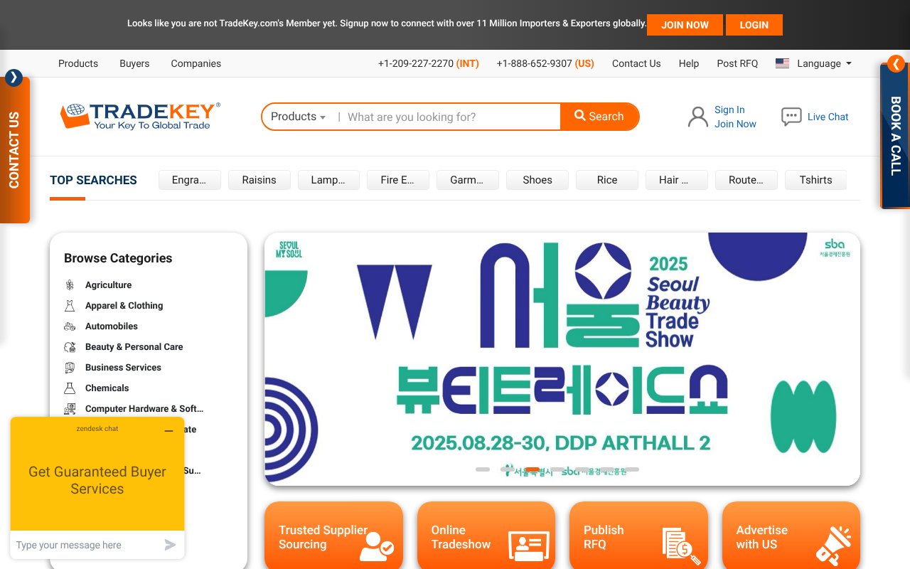 Screenshot of tradekey.com