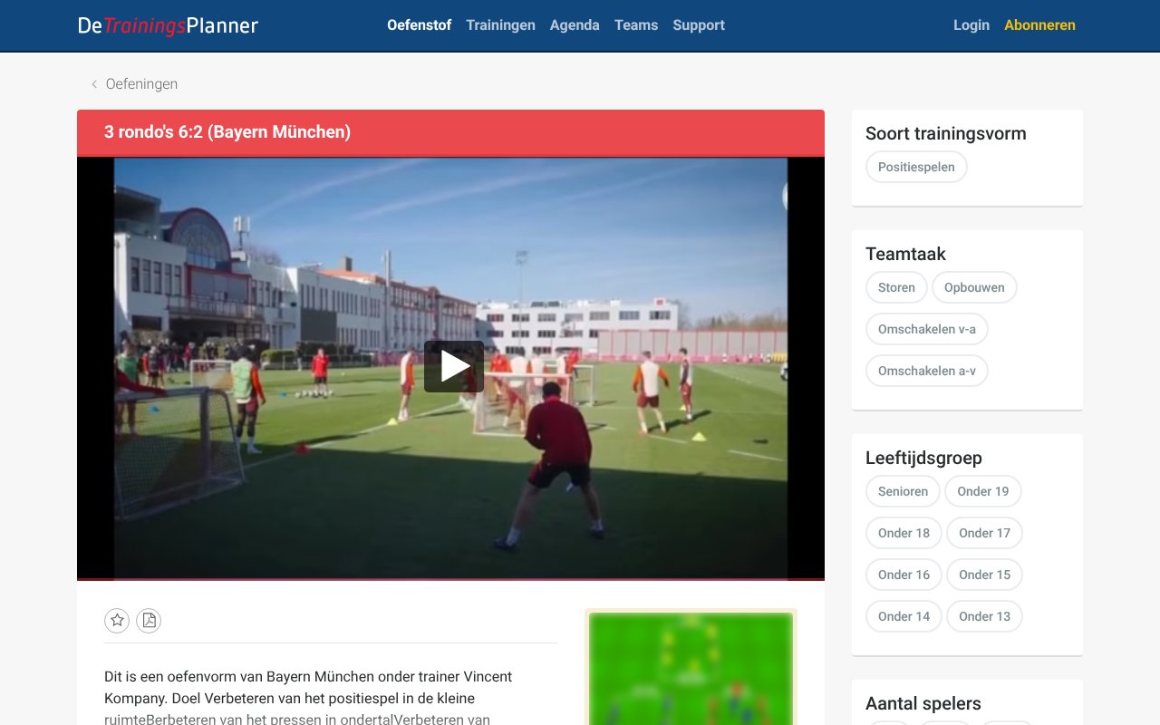 Screenshot of trainingsplanner.nl