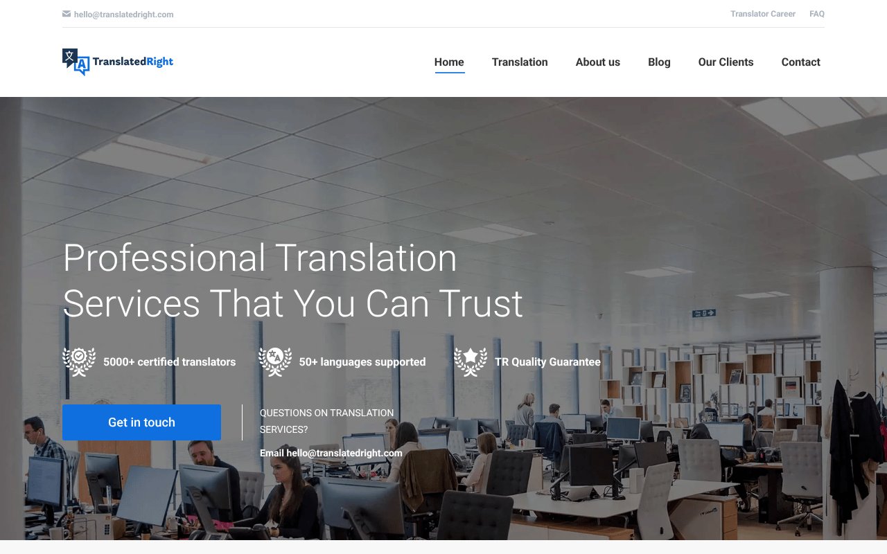 Screenshot of translatedright.com