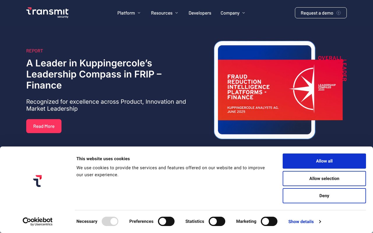 Screenshot of transmitsecurity.com