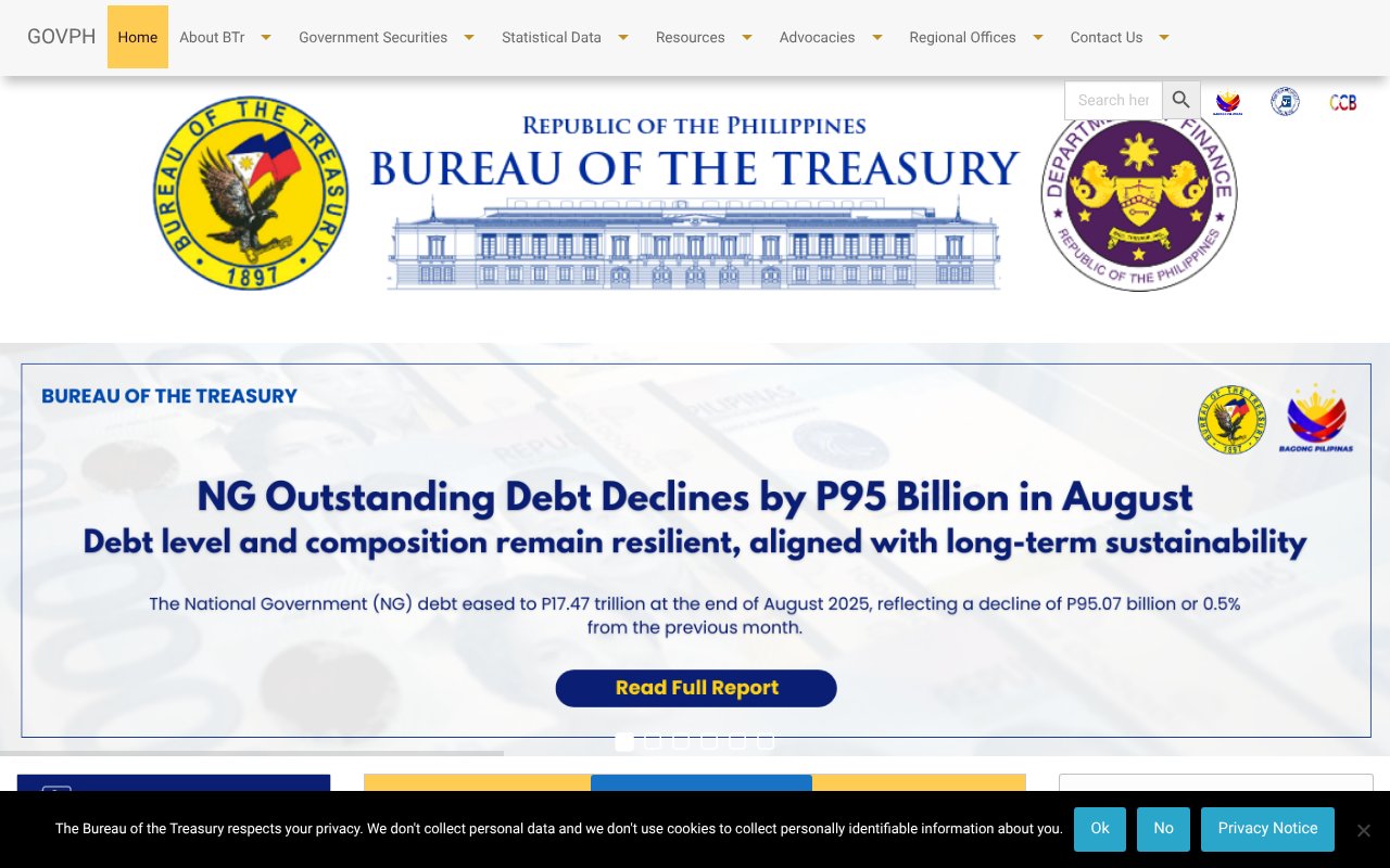 Screenshot of treasury.gov.ph