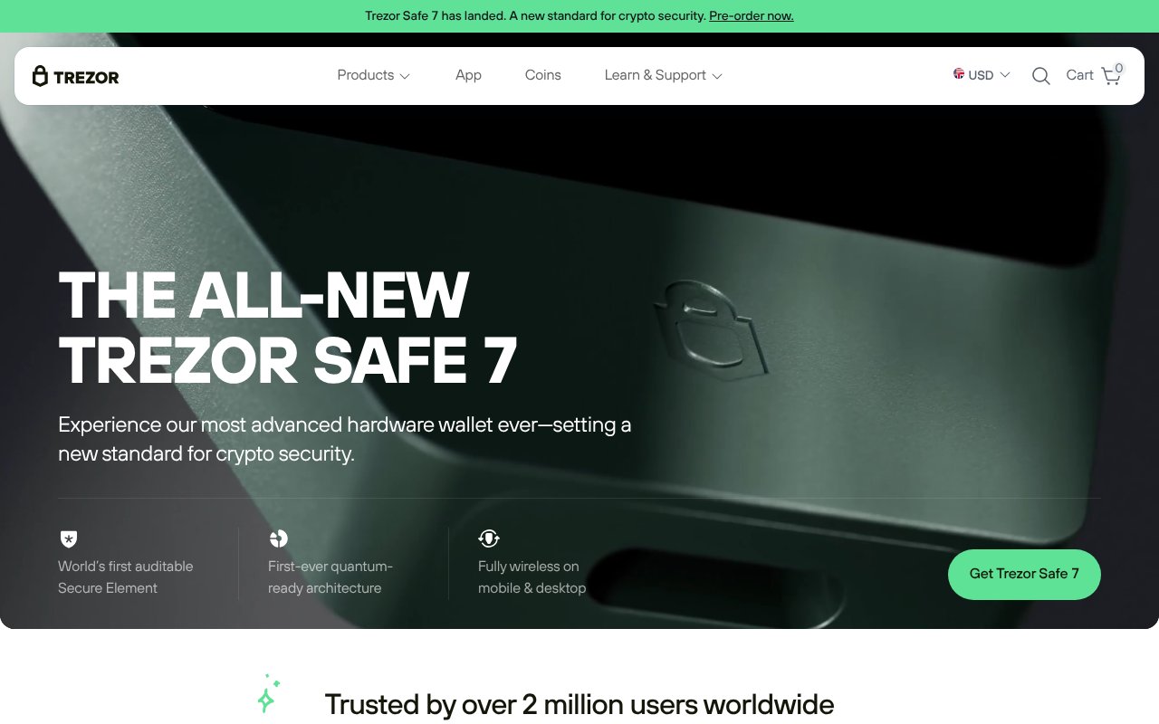 Screenshot of trezor.io
