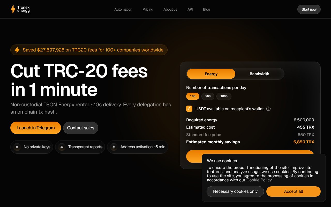 Screenshot of tronex.energy