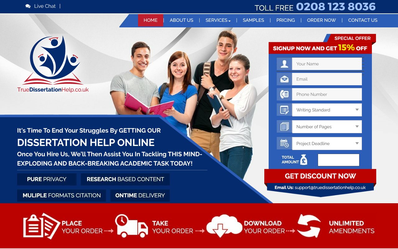 Screenshot of truedissertationhelp.co.uk