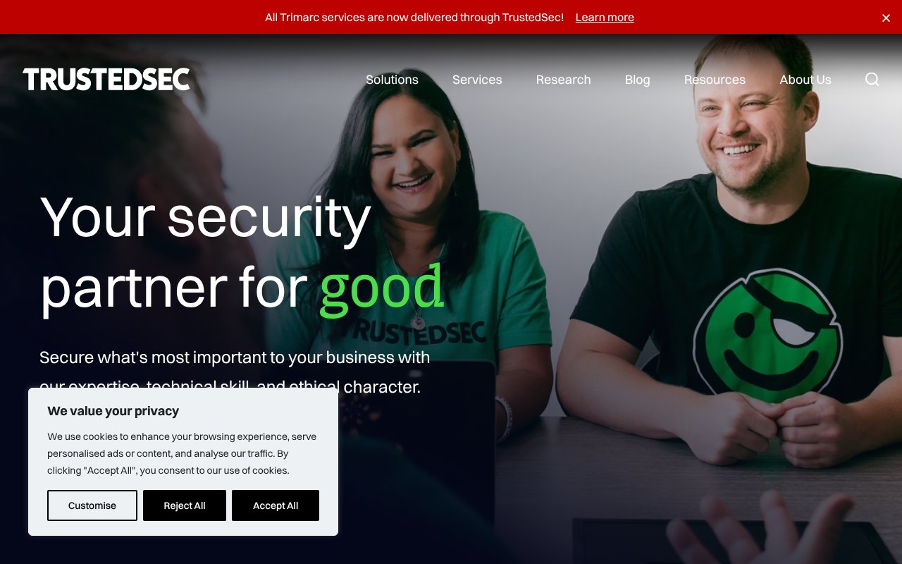 Screenshot of trustedsec.com