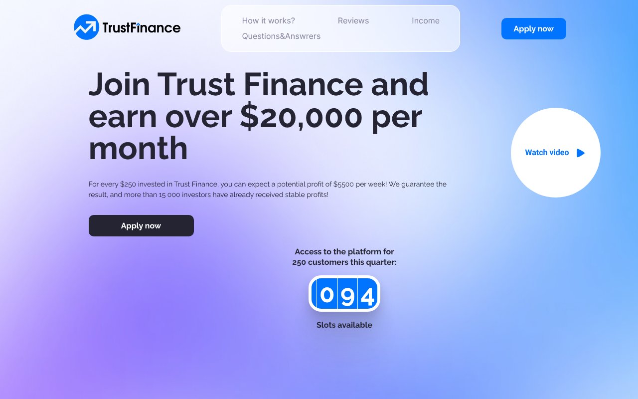 Screenshot of trustf1nance.com