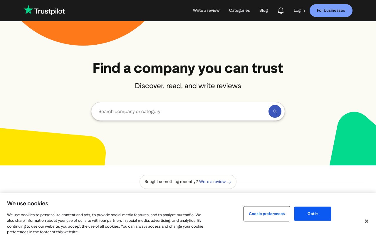 Screenshot of trustpilot.com