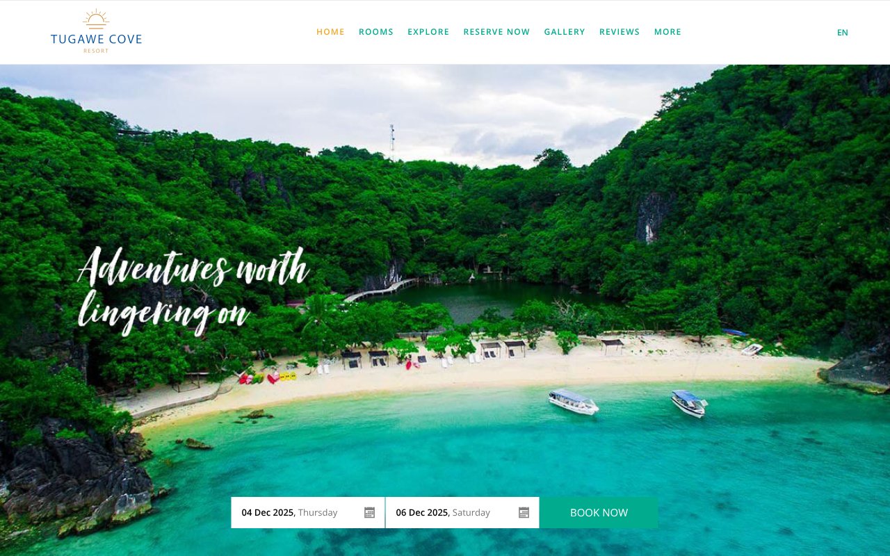 Screenshot of tugawecoveresort.com