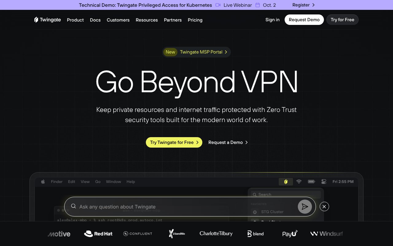 Screenshot of twingate.com
