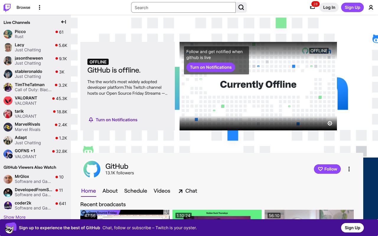 Screenshot of twitch.tv