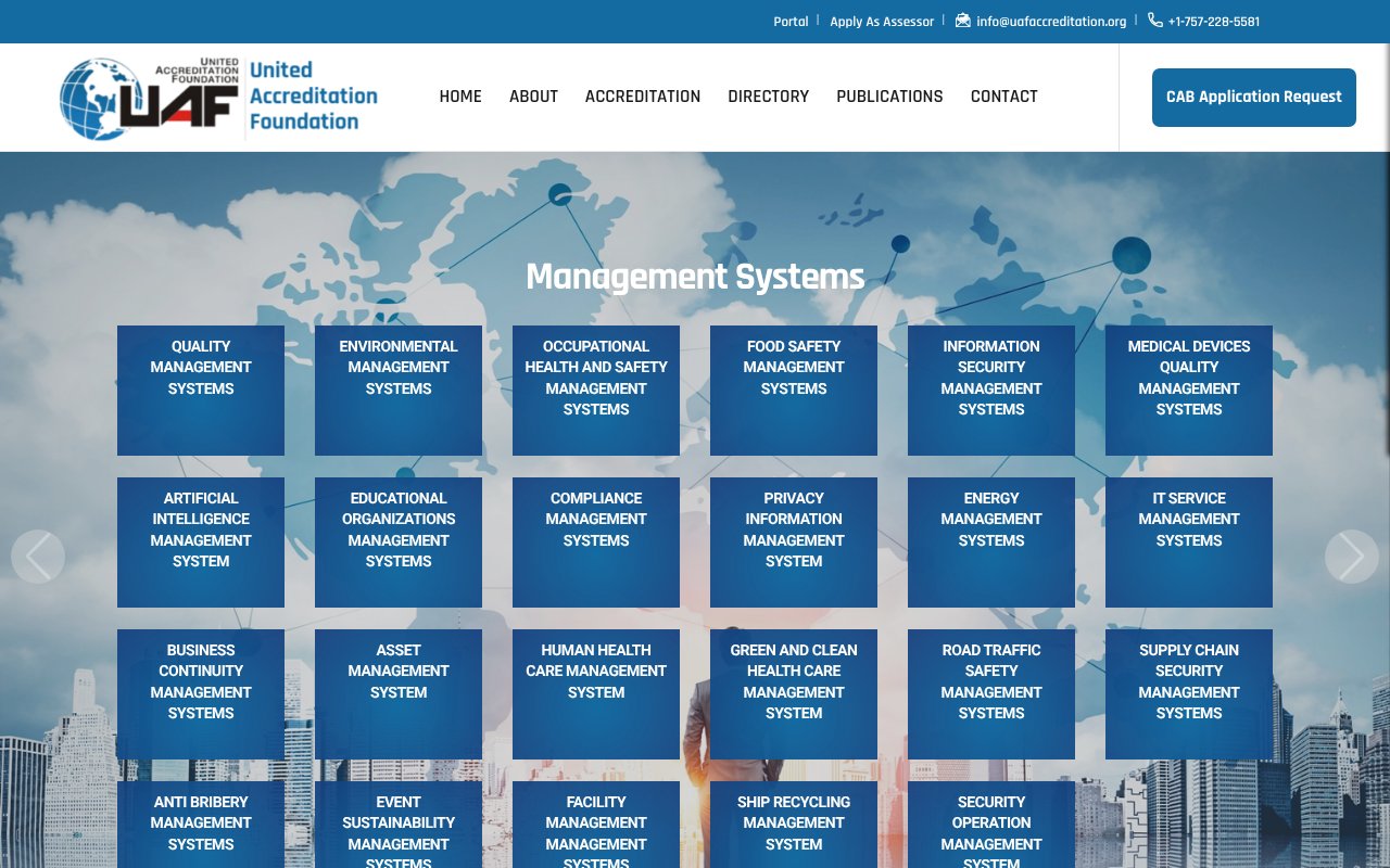 Screenshot of uafaccreditation.org