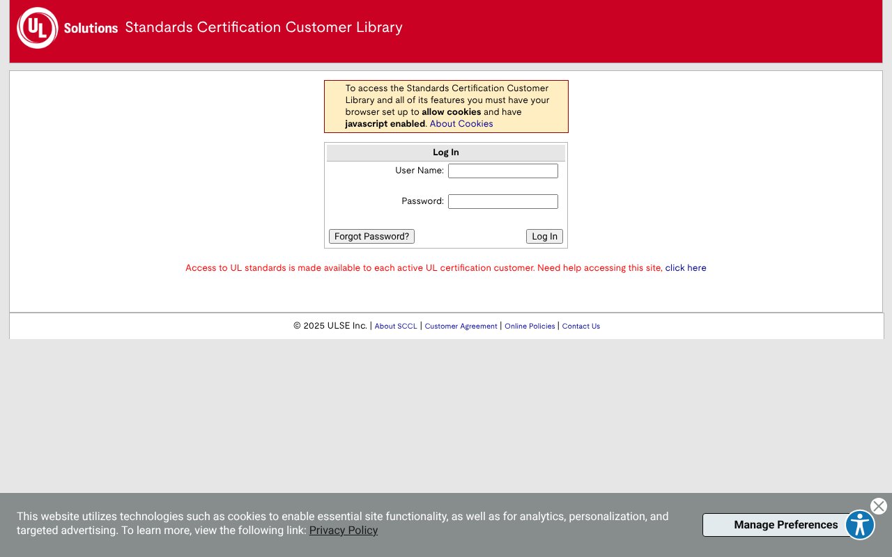 Screenshot of ulstandards.com