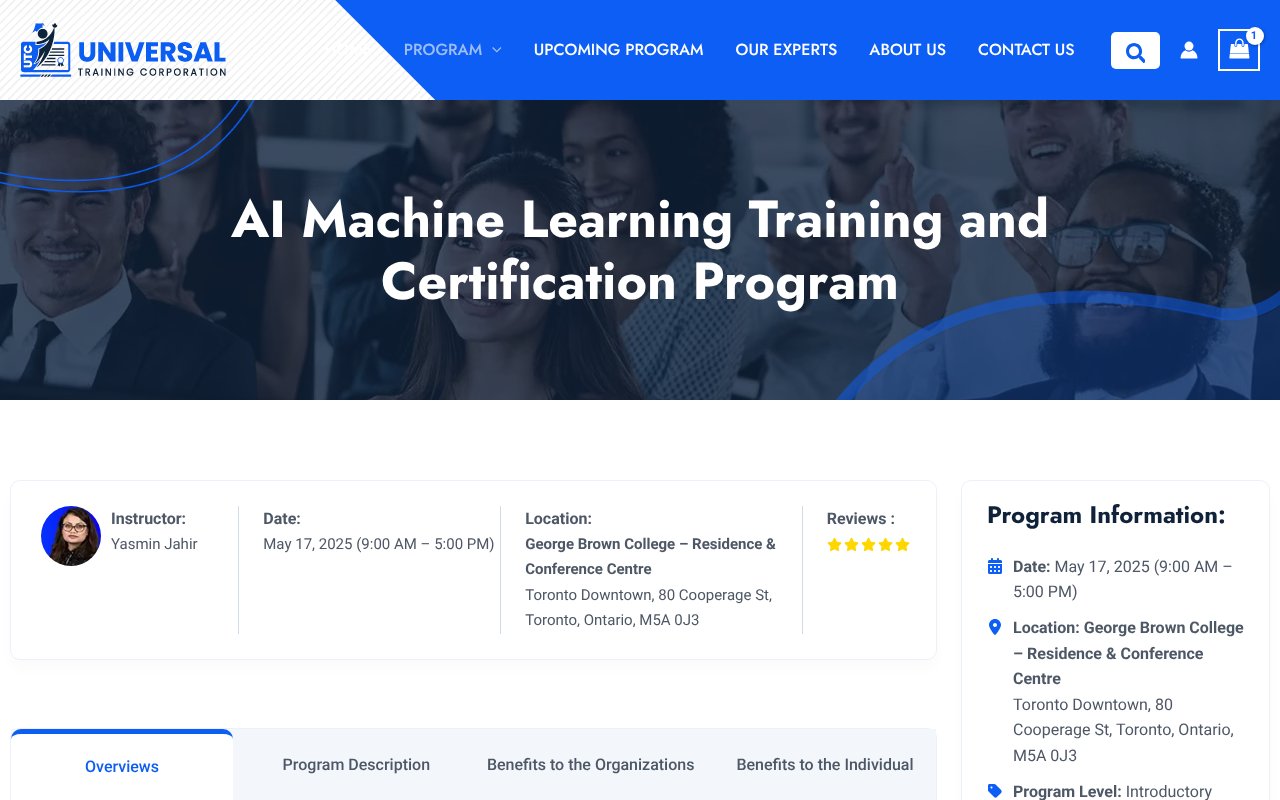 Screenshot of universaltraining.ca