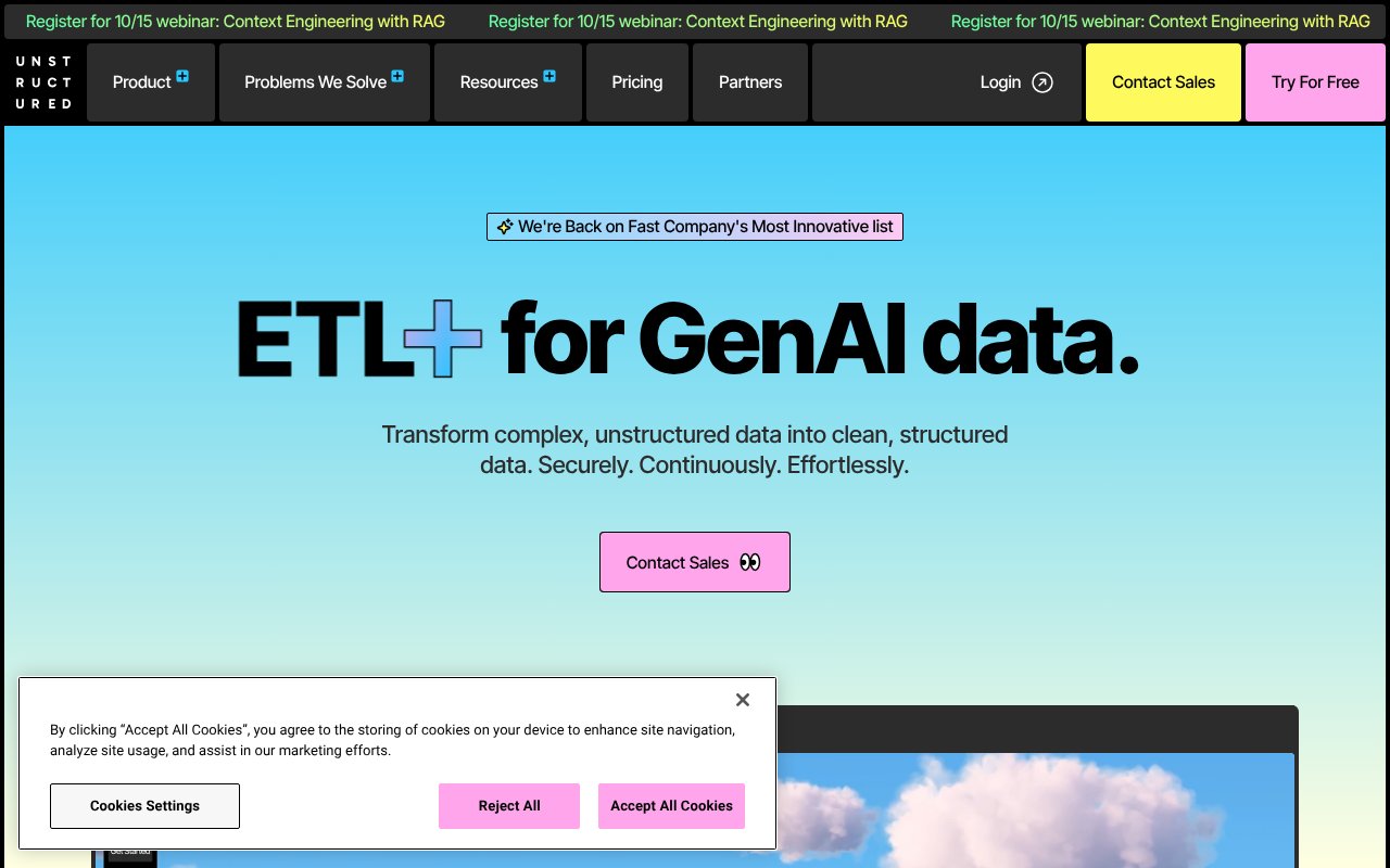 Screenshot of unstructured.io