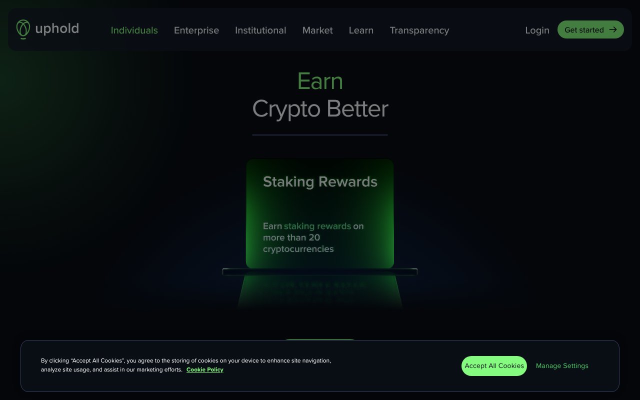 Screenshot of uphold.com