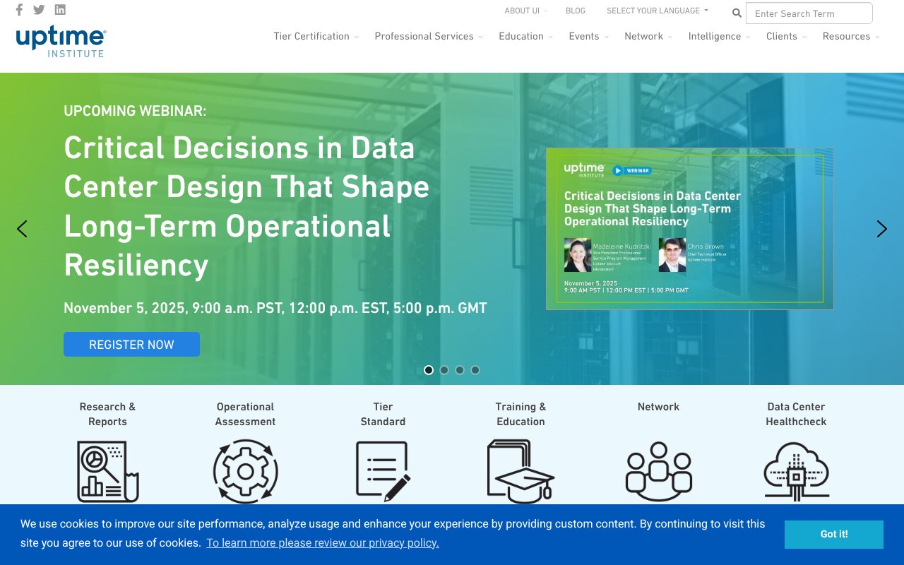 Screenshot of uptimeinstitute.com