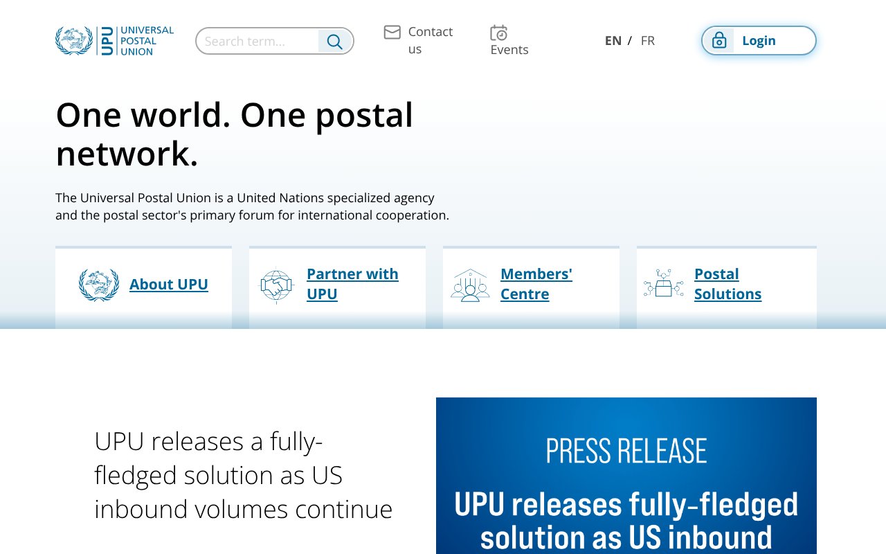 Screenshot of upu.int