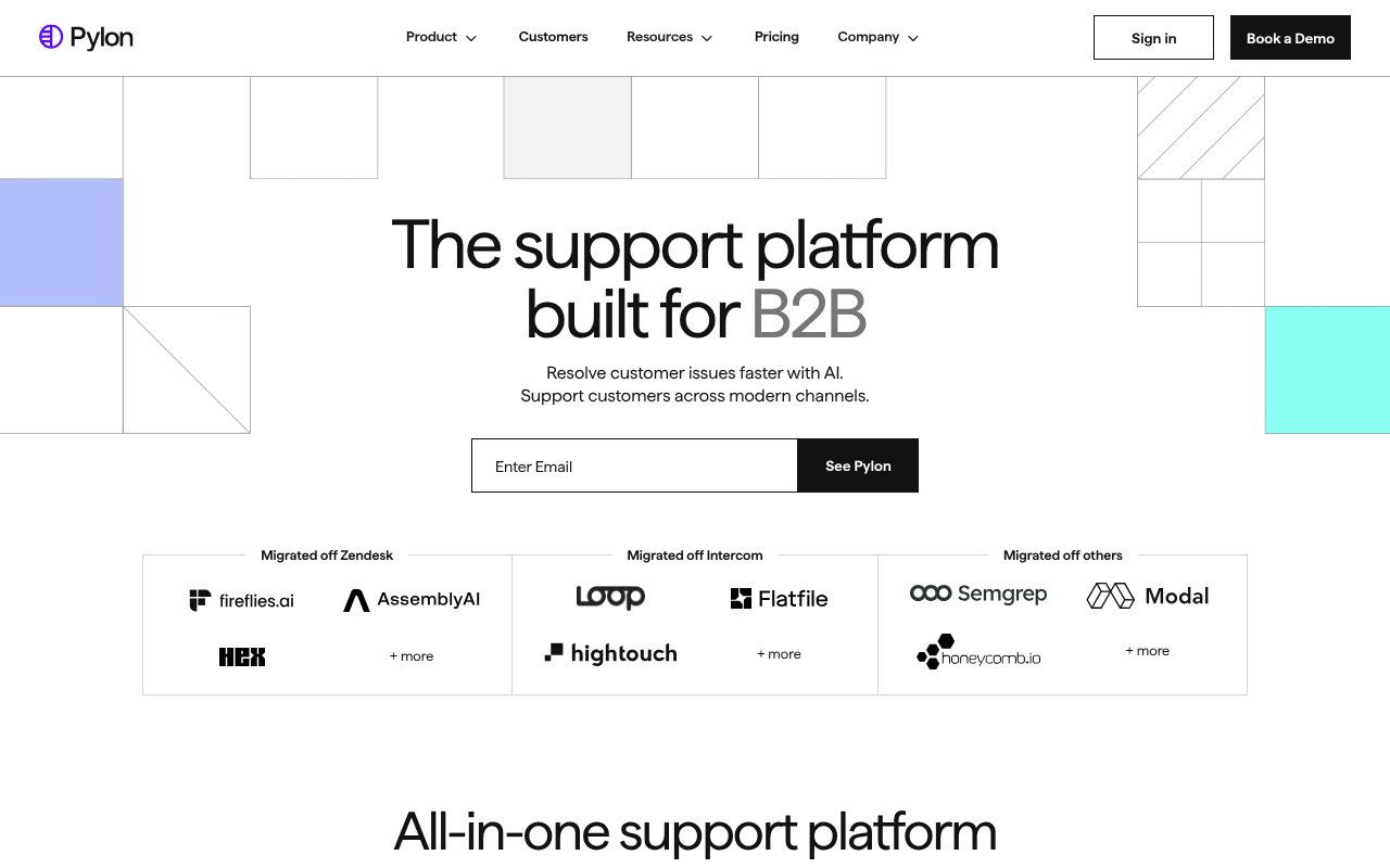 Screenshot of usepylon.com