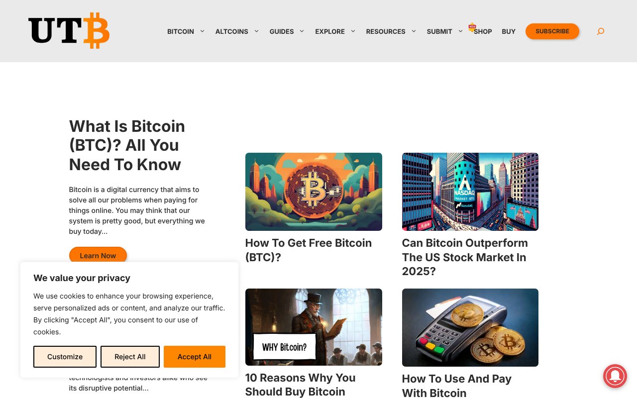 Screenshot of usethebitcoin.com