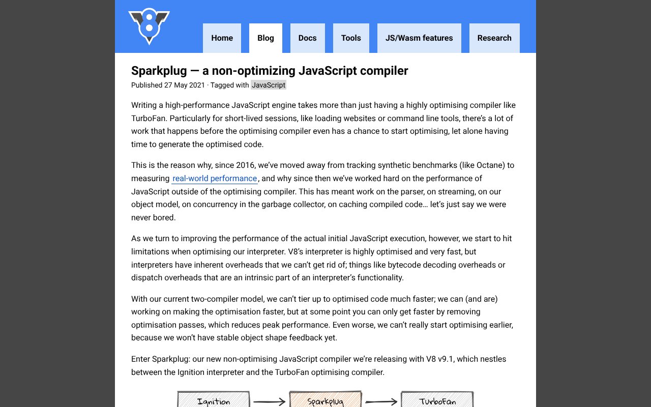 Screenshot of v8.dev