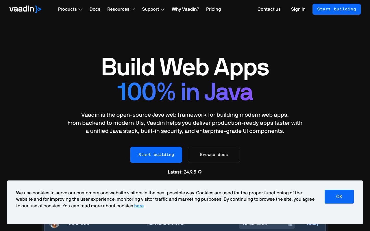 Screenshot of vaadin.com