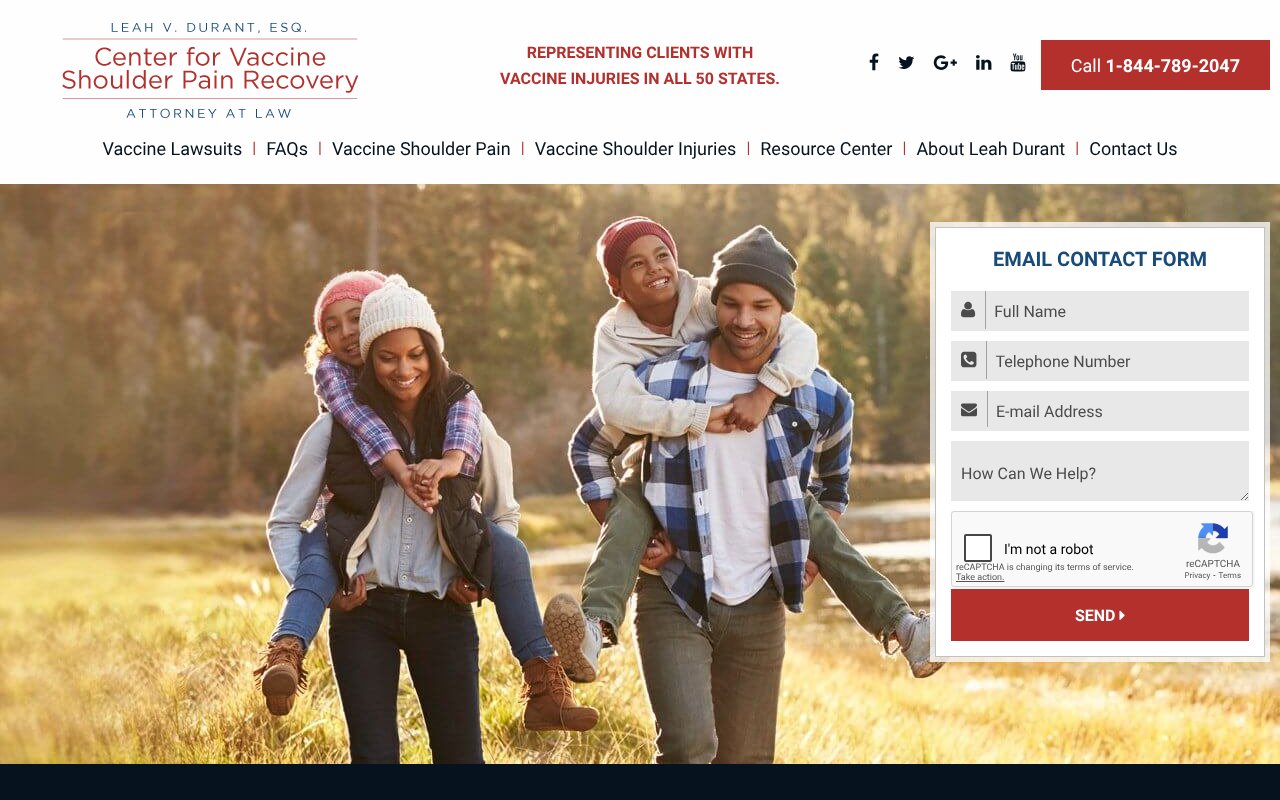 Screenshot of vaccineshoulderinjury.com