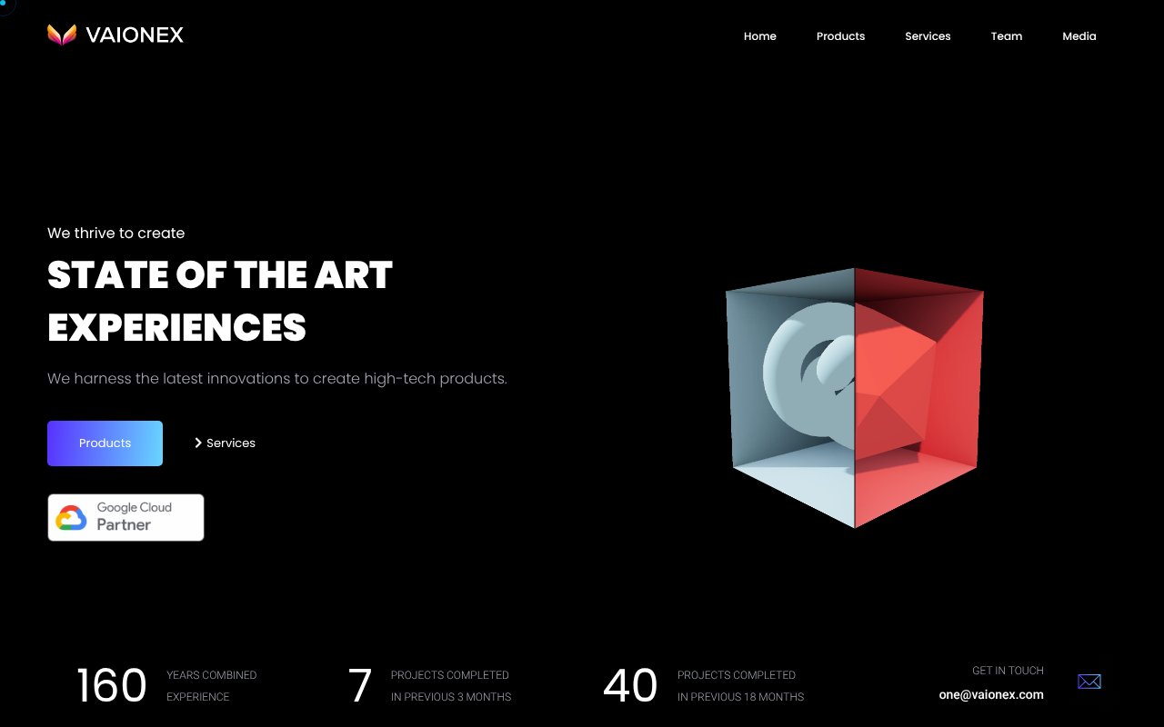 Screenshot of vaionex.com